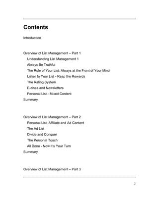 Email list management secrets | PDF
