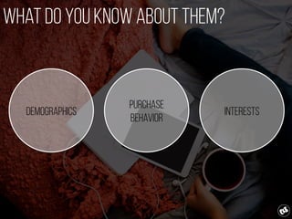 Demographics
Purchase
Behavior
Interests
What do you know about them?
 