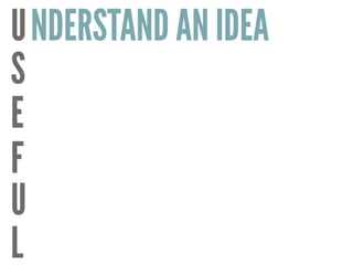 U
S
E
F
U
L
NDERSTAND AN IDEA
 