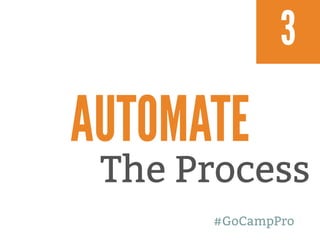 3
The Process
AUTOMATE
#GoCampPro
 