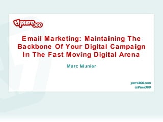 Email Marketing: Maintaining The
Backbone Of Your Digital Campaign
 In The Fast Moving Digital Arena
            Marc Munier
 