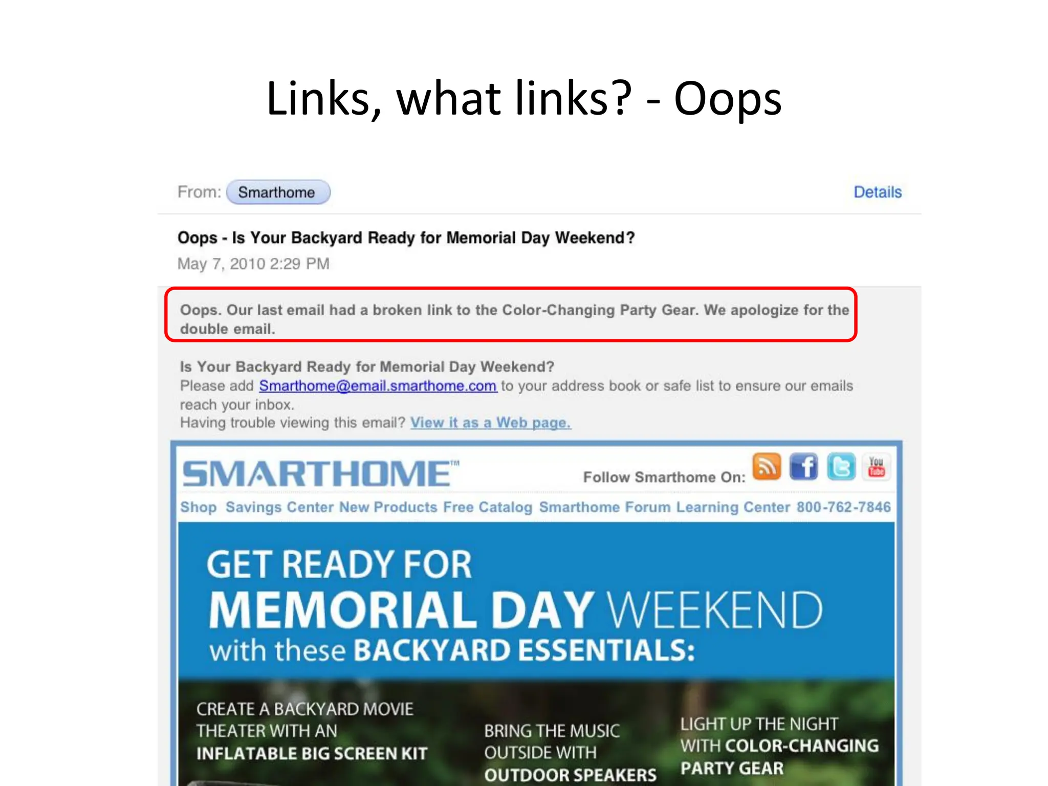 Links, what links? - Oops
 