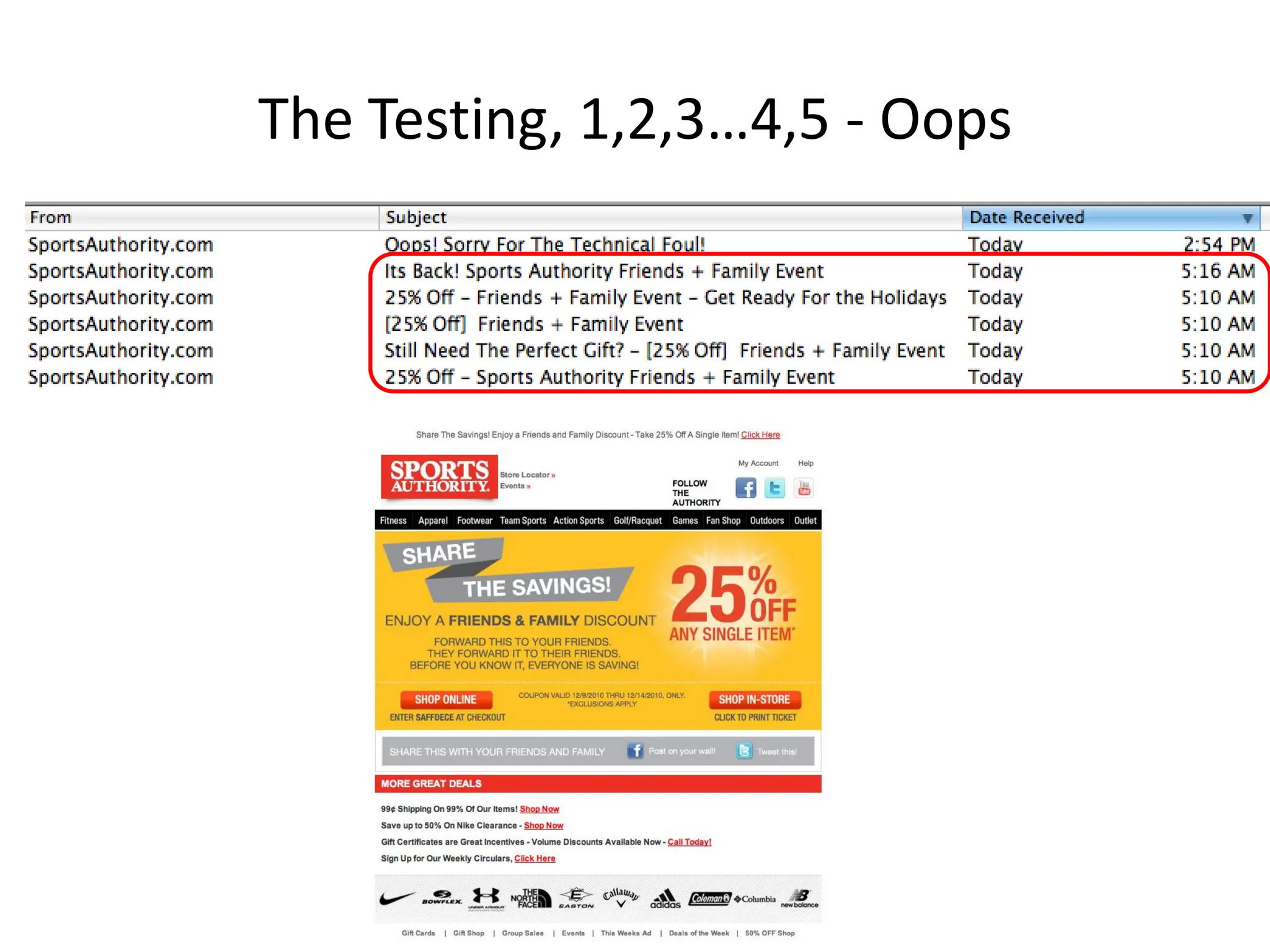 The Testing, 1,2,3…4,5 - Oops
 