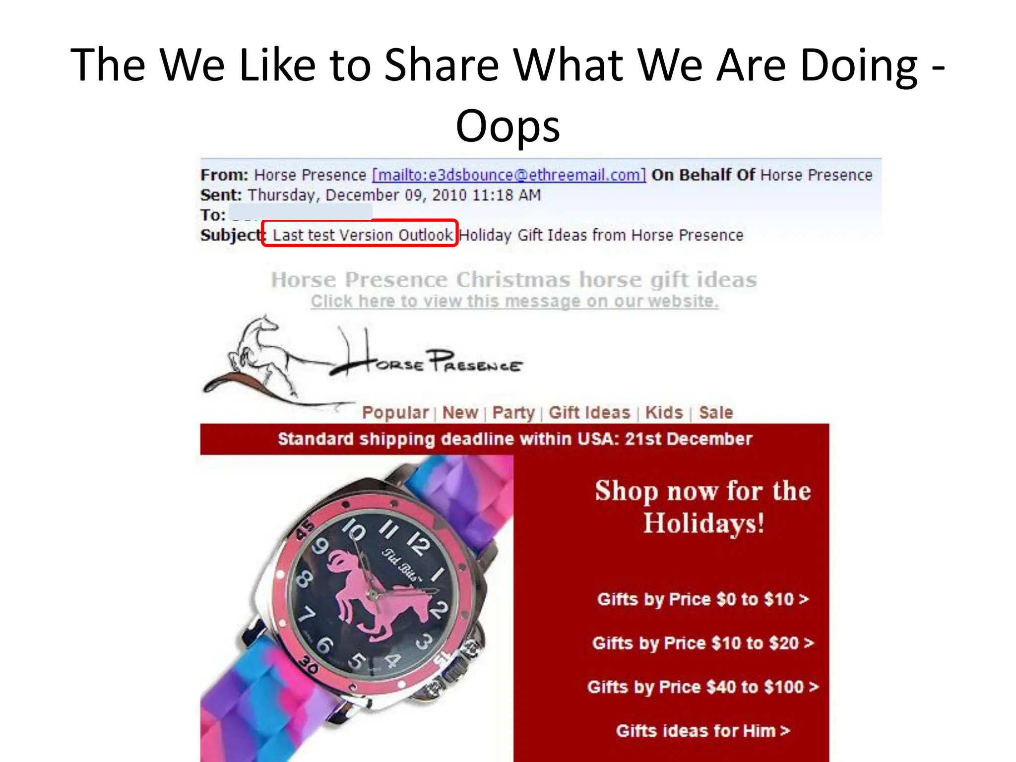 The We Like to Share What We Are Doing -
                  Oops
 