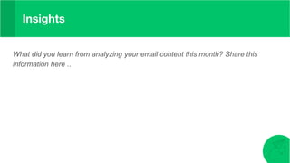 Insights
What did you learn from analyzing your email content this month? Share this
information here ...