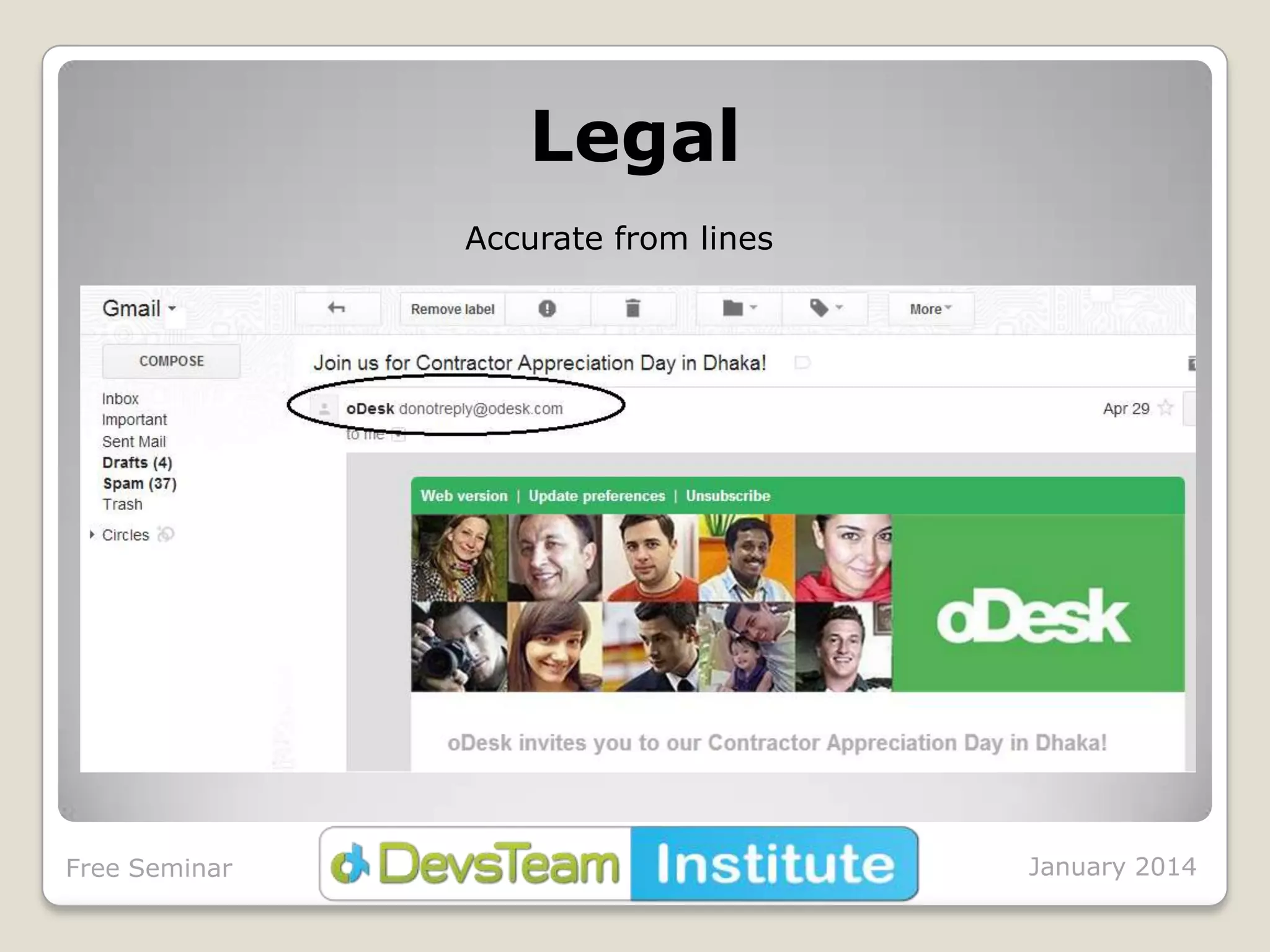 Legal
Accurate from lines

Free Seminar

January 2014

 