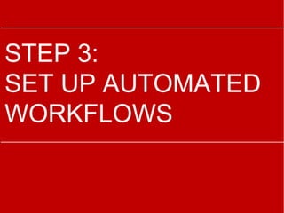 STEP 3:
SET UP AUTOMATED
WORKFLOWS
 