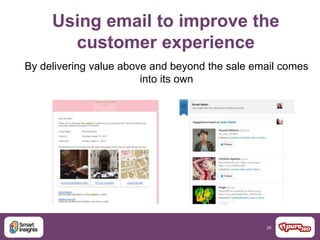 26
Using email to improve the
customer experience
By delivering value above and beyond the sale email comes
into its own
 