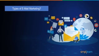 Types of E-Mail Marketing
Survey email
Invite emails
Confirmation emails
Newsletter emails
Welcome Emails
Lead nurturing e...
