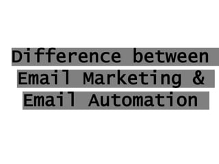 Difference between
Email Marketing &
Email Automation
 