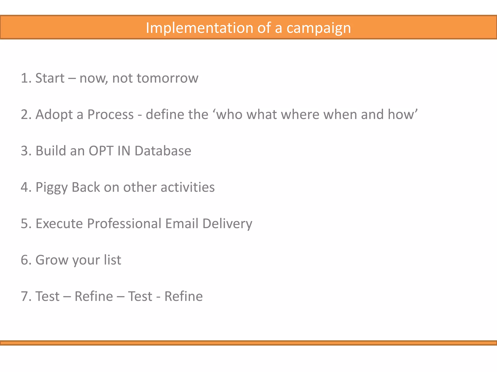 Email Marketing - ReportStrategyPlanReportAnalyseImprove