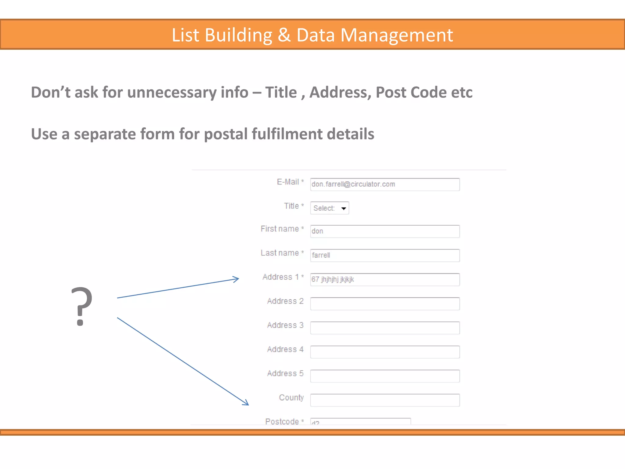   Must have a clear benefit to the recipient.Short PromotionalSales Letter and Catalogue email.  Allows you to present many benefits of your product or service. 