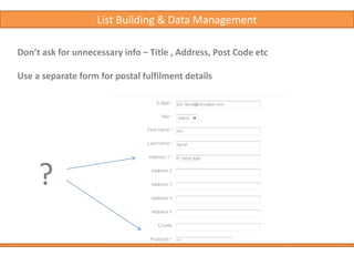   Must have a clear benefit to the recipient.Short PromotionalSales Letter and Catalogue email.  Allows you to present many benefits of your product or service. 