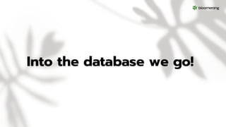 Into the database we go!
 