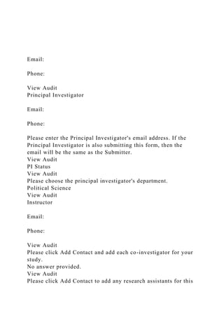 EmailPhoneView AuditPrincipal InvestigatorEmai.docx