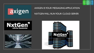 AXIGEN ISYOUR MESSAGINGAPPLICATION
NXTGENWILL RUNYOUR CLOUD SERVER
 