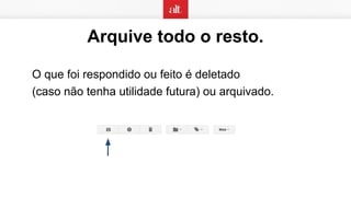 Arquive todo o resto.
O que foi respondido ou feito é deletado
(caso não tenha utilidade futura) ou arquivado.
 