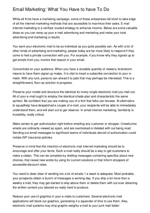 Email Marketing What You Have To Have To Do