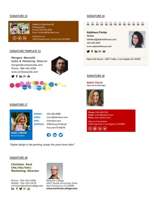 Email signature gallery template DOCX