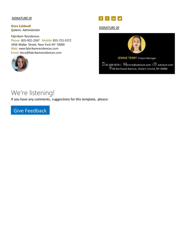 Email signature gallery template PDF Email signature gallery template PDF