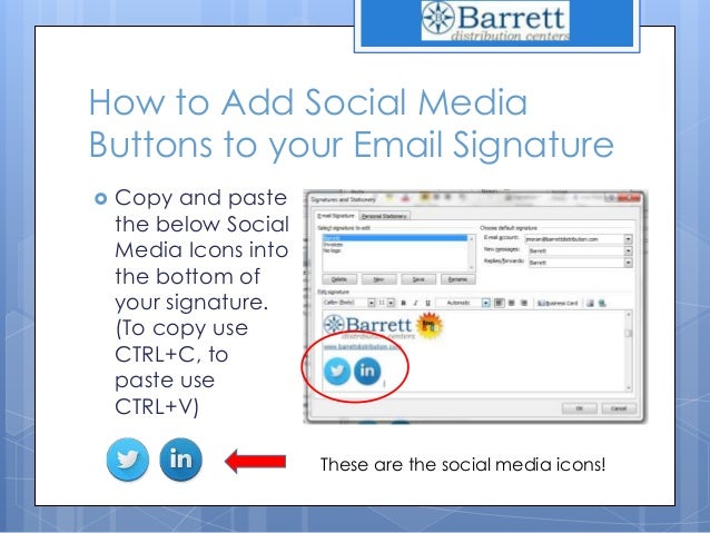 how to add social media links to outlook email signature