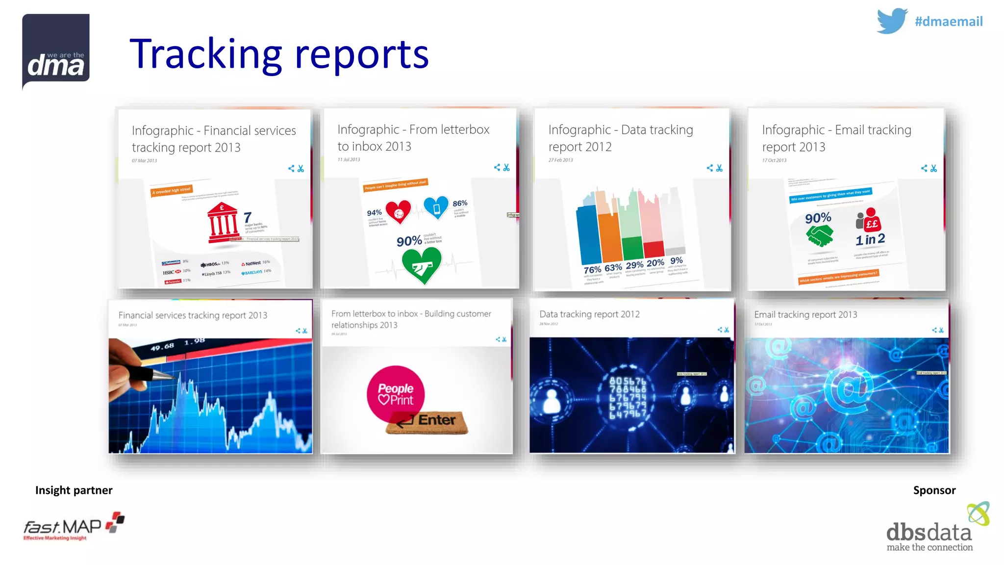 Insight partner 
Sponsor 
Tracking reports 
#dmaemail  
