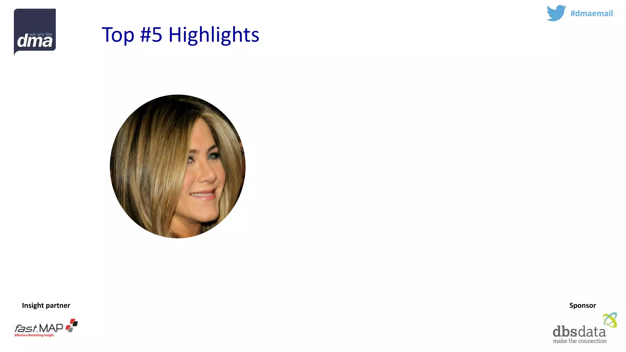 Insight partner 
Sponsor 
#dmaemail 
Top #5 Highlights  