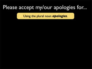 Please accept my/our apologies for...
Using the plural noun apologies.
 