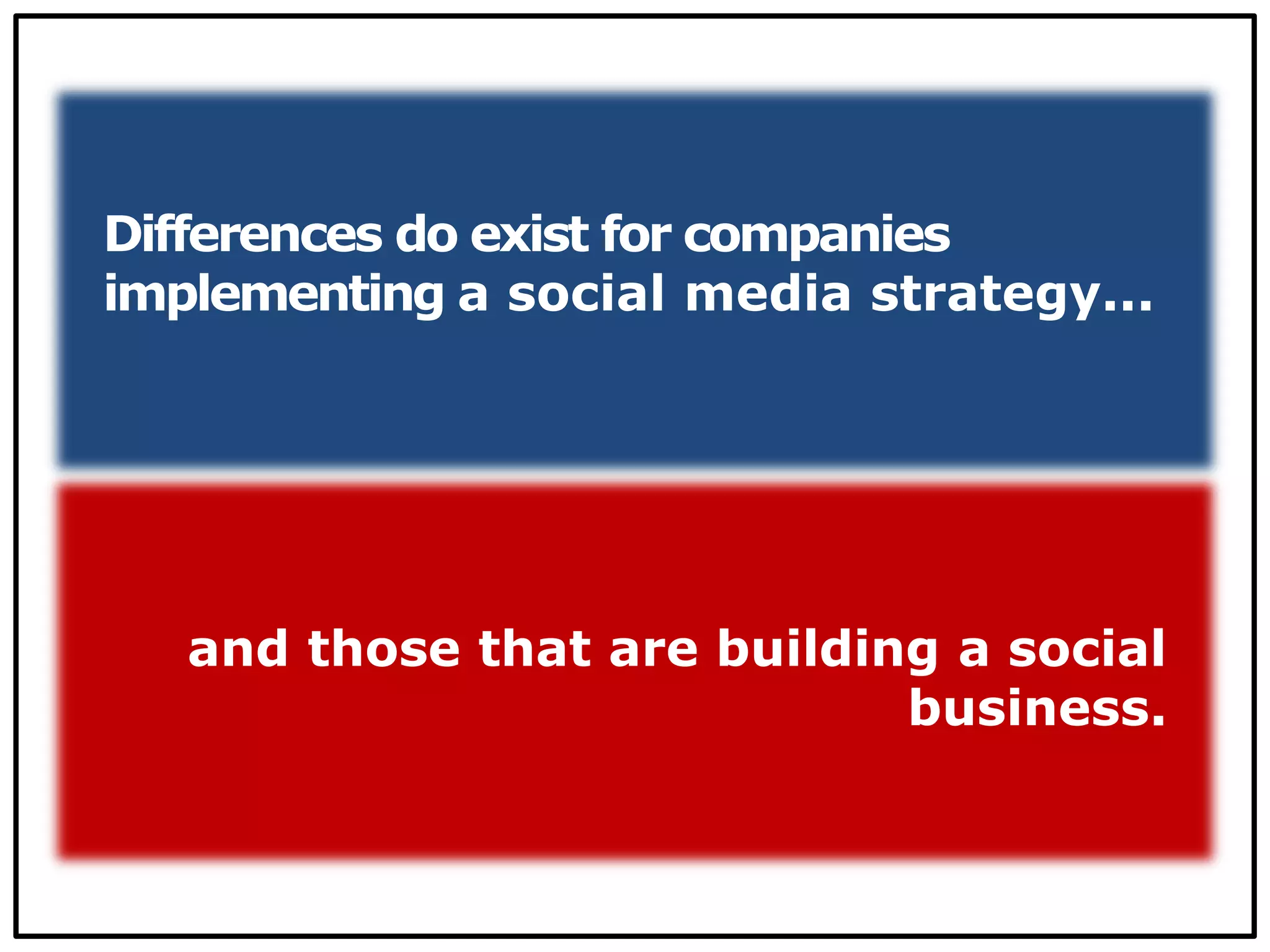 Differences do exist for companies
implementing a social media strategy...
and those that are building a social
business.
 