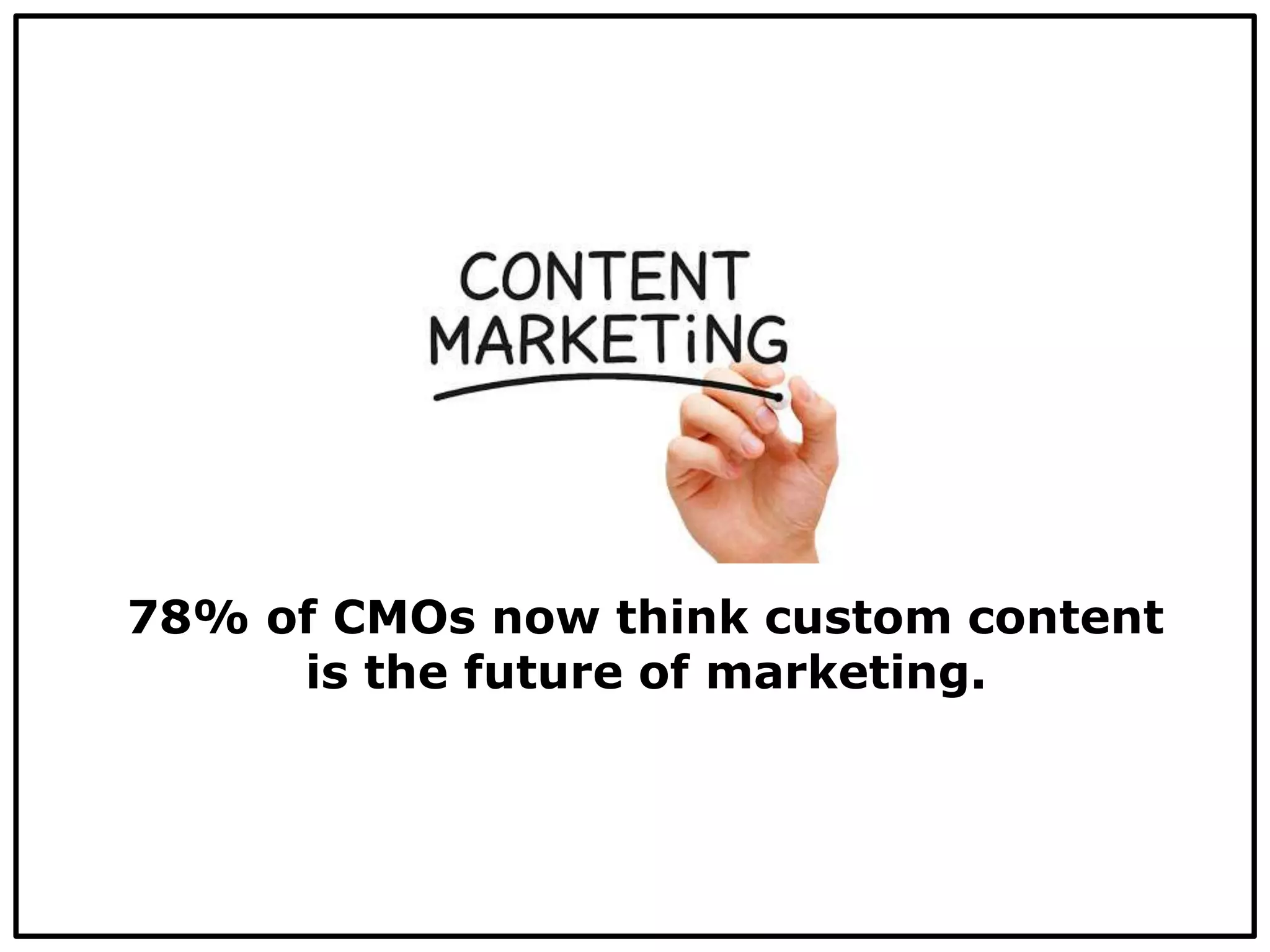 78% of CMOs now think custom content
is the future of marketing.
 