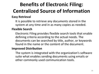 E-Management, Archival and Retrieval of documents/Office Networking ...