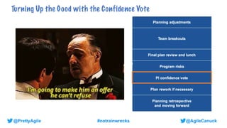 @AgileCanuck
@PrettyAgile #notrainwrecks
Turning Up the Good with the Confidence Vote
 