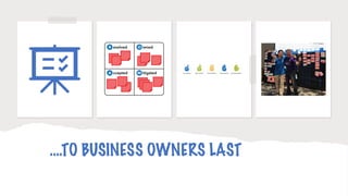 @AgileCanuck
@PrettyAgile #notrainwrecks
….TO BUSINESS OWNERS LAST
 