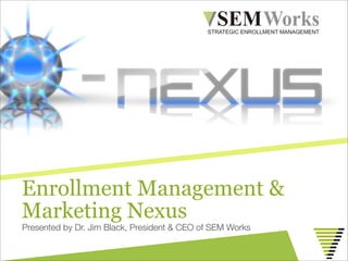 Enrollment Management &
Marketing Nexus
Presented by Dr. Jim Black, President & CEO of SEM Works
 