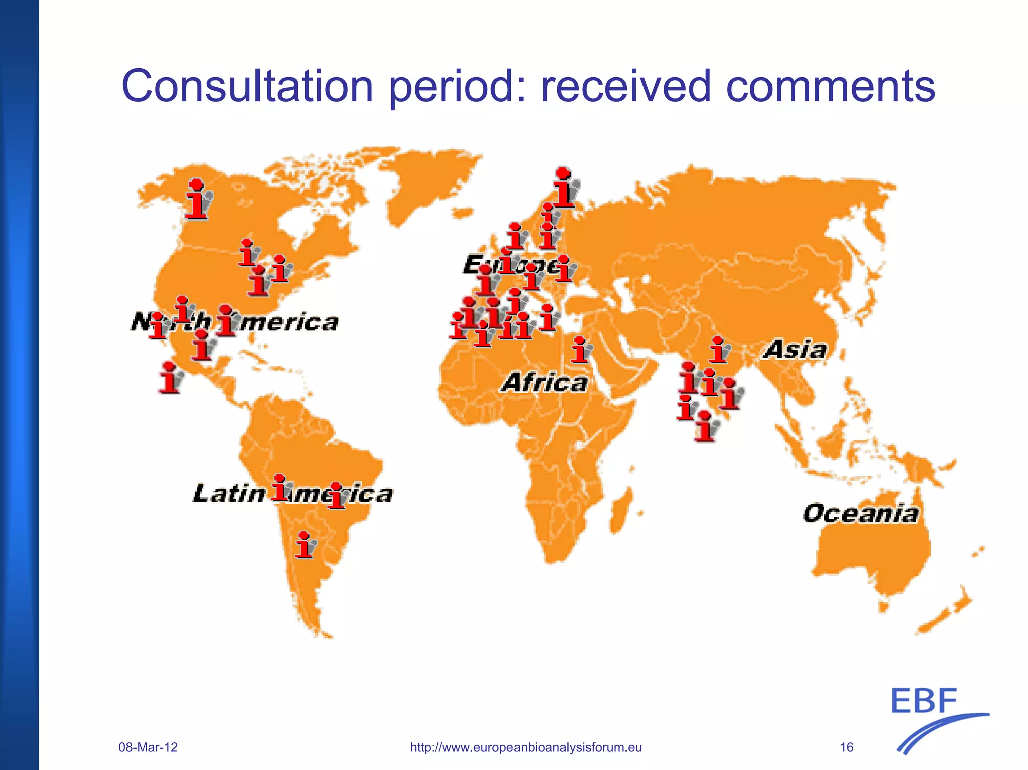 Consultation period: received comments
http://www.europeanbioanalysisforum.eu 1608-Mar-12
 