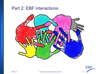 Part 2: EBF interactions
http://www.europeanbioanalysisforum.eu08-Mar-12 19
 
