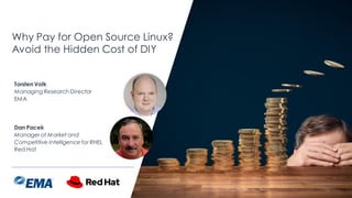 | @ema_research
Why Pay for Open Source Linux?
Avoid the Hidden Cost of DIY
Torsten Volk
ManagingResearch Director
EMA
Dan Pacek
Manager of Market and
Competitive Intelligence for RHEL
Red Hat
 
