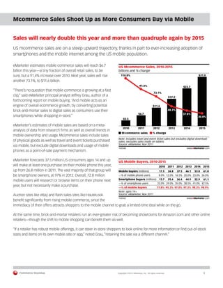 Commerce Roundup
Mcommerce Sales Shoot Up as More Consumers Buy via Mobile 2012
                                          ...