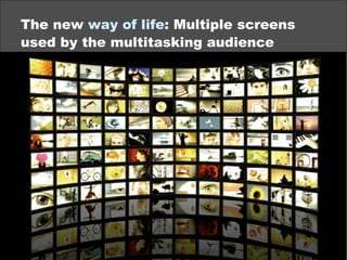The new way of life: Multiple screens
used by the multitasking audience
©2013 eMarketer Inc.