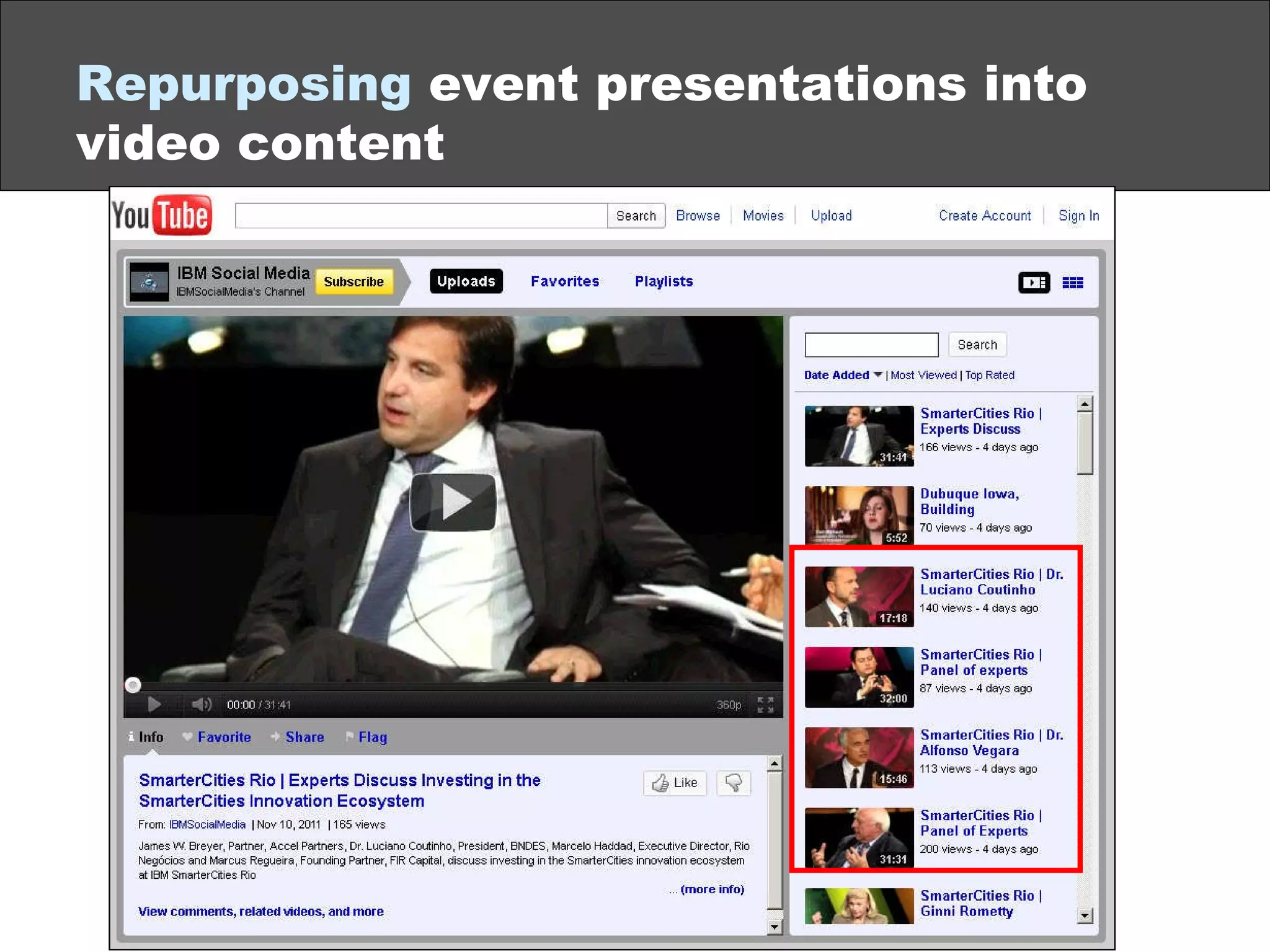 Repurposing  event presentations into video content 