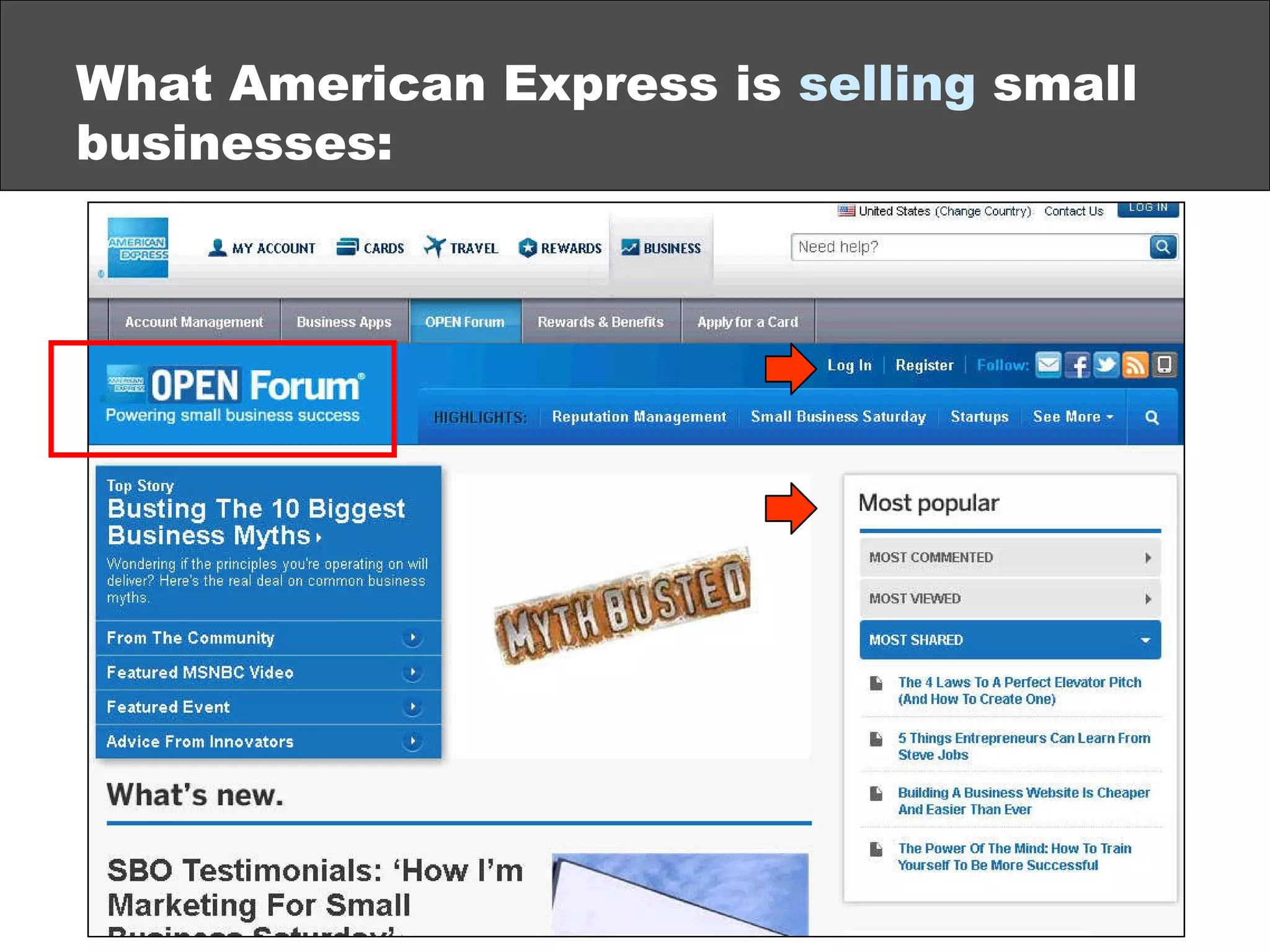 What American Express is  selling  small businesses: 