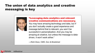 © 2017 eMarketer Inc.
The union of data analytics and creative
messaging is key
“Leveraging data analytics and relevant
cr...