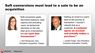 © 2016 eMarketer Inc.
Soft conversions must lead to a sale to be an
acquisition
“Soft conversion goals,
like brand exposur...