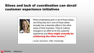 © 2016 eMarketer Inc.
Siloes and lack of coordination can derail
customer experience initiatives
“When [marketers] work in...