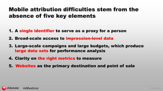 © 2015 eMarketer Inc.
Mobile attribution difficulties stem from the
absence of five key elements
1. A single identifier to...