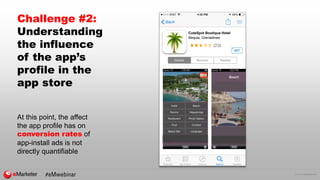 © 2015 eMarketer Inc.
Challenge #2:
Understanding
the influence
of the app’s
profile in the
app store
At this point, the a...