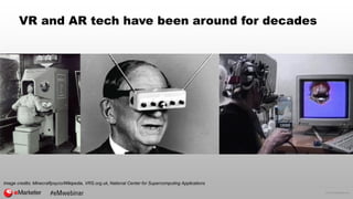 © 2016 eMarketer Inc.
VR and AR tech have been around for decades
Image credits: Minecraftpsyco/Wikipedia, VRS.org.uk, Nat...