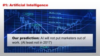 © 2016 eMarketer Inc.
#1: Artificial Intelligence
Our prediction: AI will not put marketers out of
work. (At least not in 2017)
 