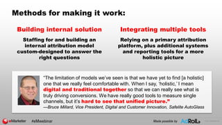 © 2017 eMarketer Inc.
Methods for making it work:
Building internal solution
Staffing for and building an
internal attribu...