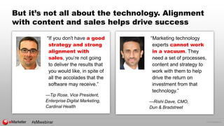 © 2016 eMarketer Inc.
But it’s not all about the technology. Alignment
with content and sales helps drive success
“If you ...